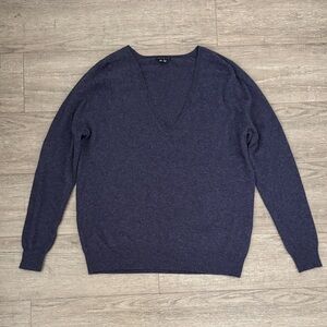 Theory Cashmere Deep Purple V-Neck Sweater